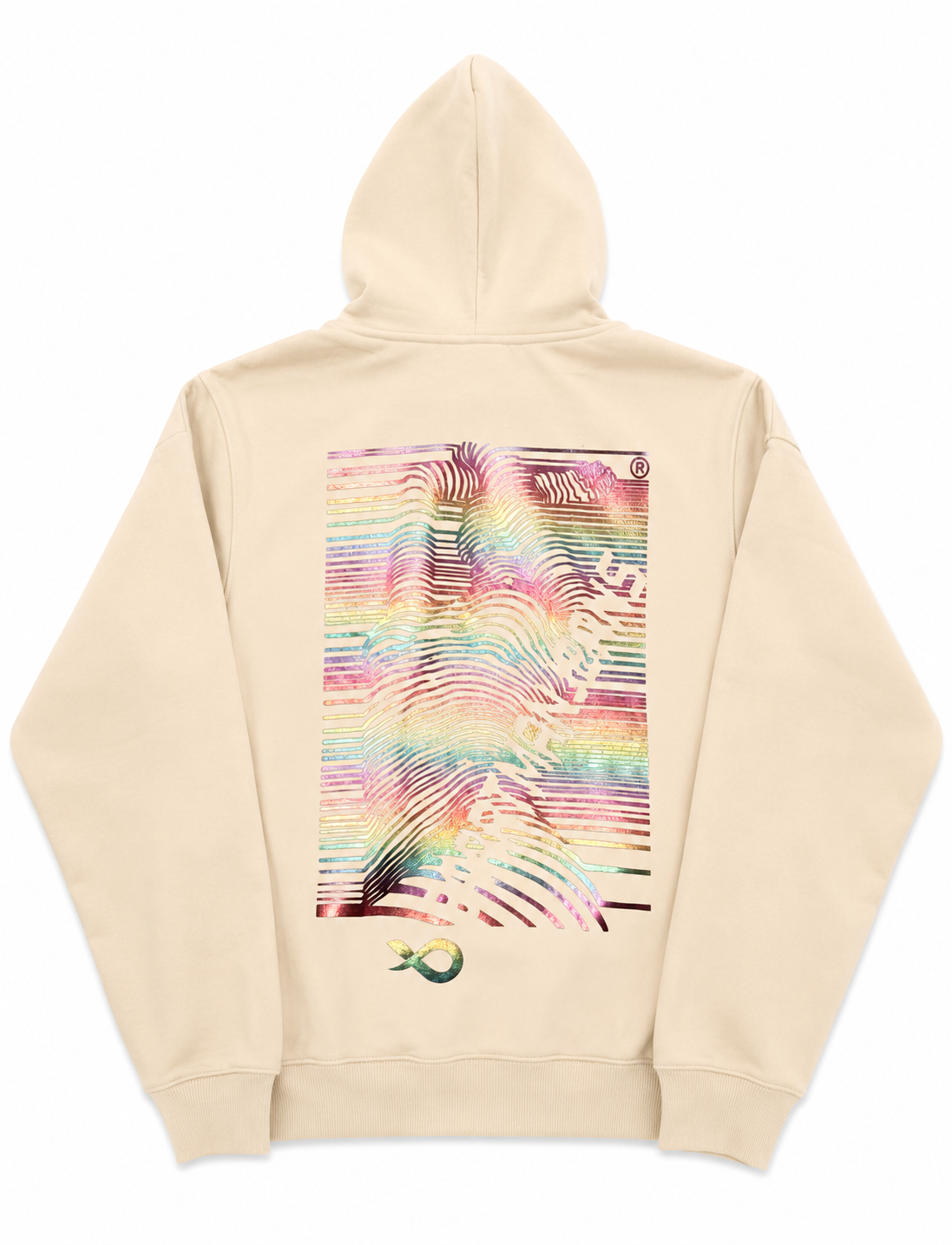 BaartmanJeans Essential Hoodie-Nude with Rainbow back Print