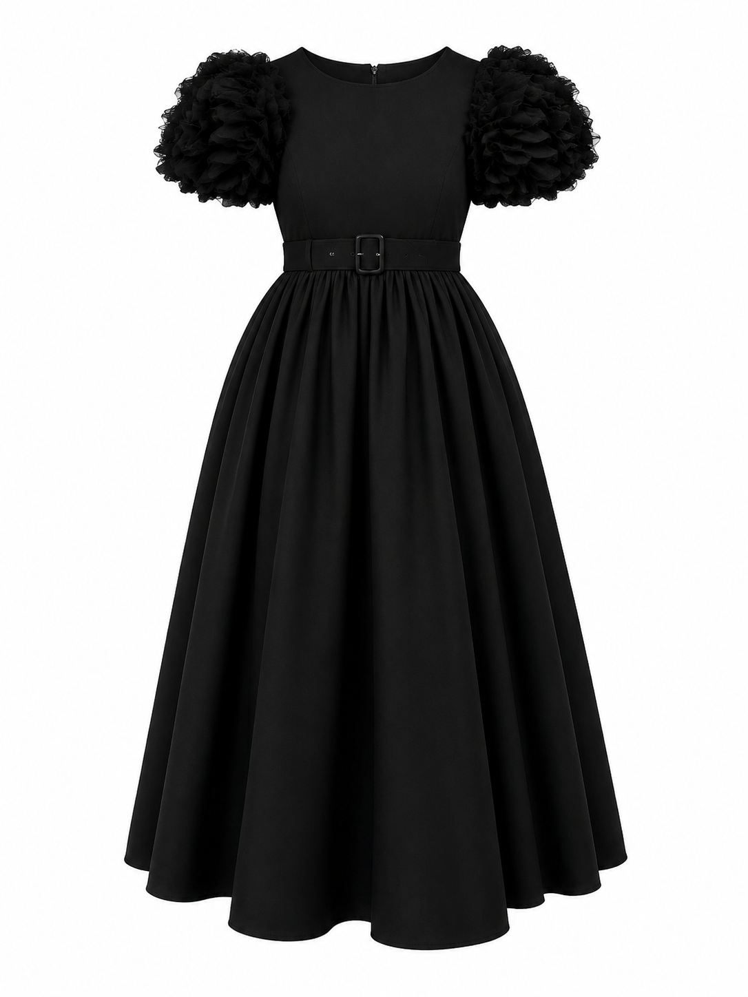 Black Side Pocket Puffer Dress