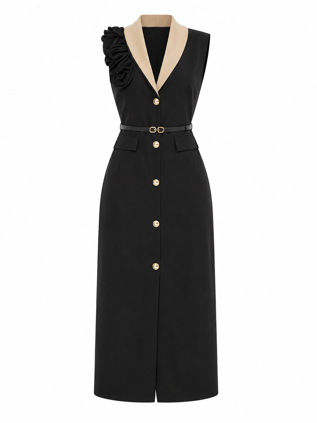 Black and Nude Rose Blazer Dress
