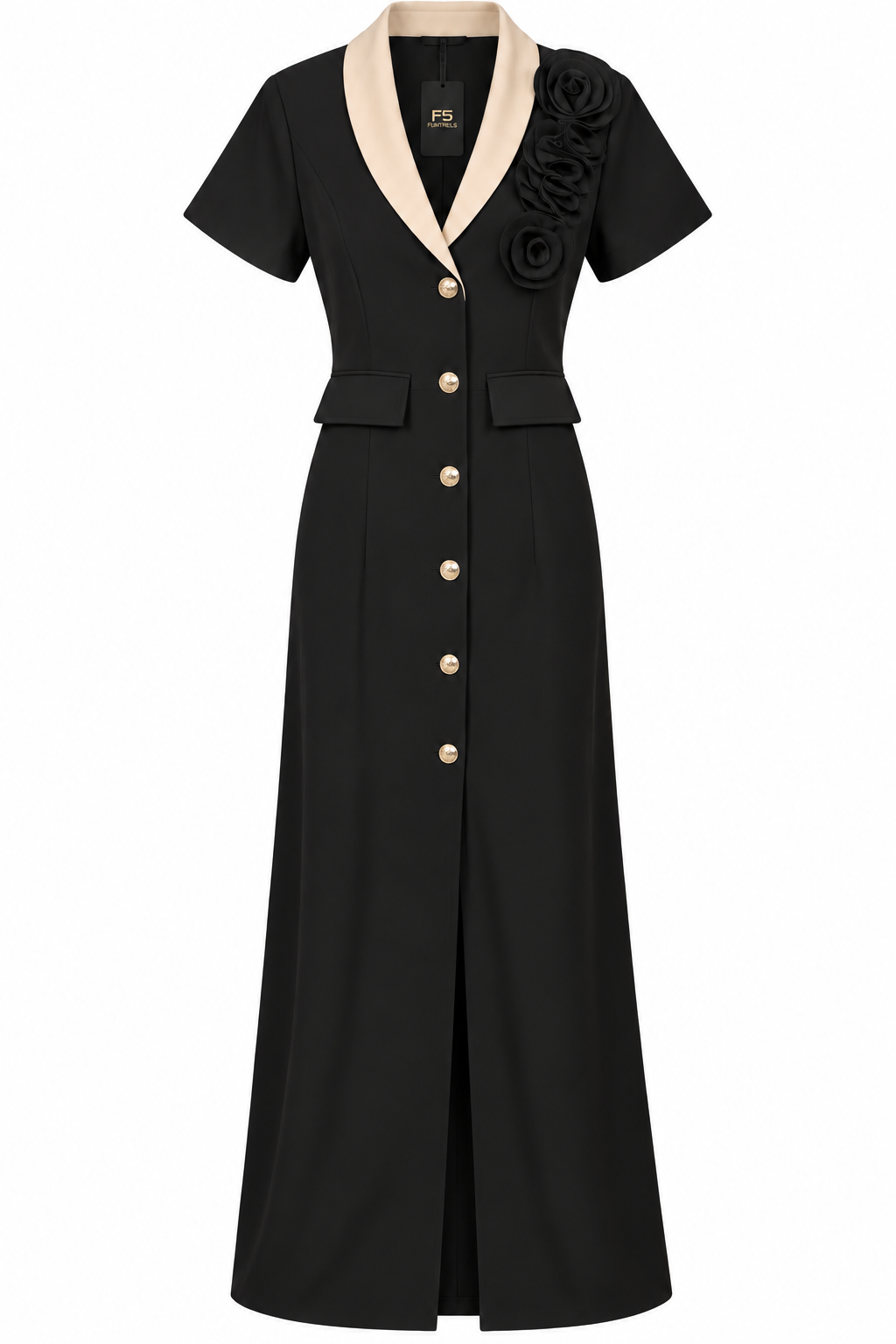 Black and Nude Rose Blazer Dress short sleeve