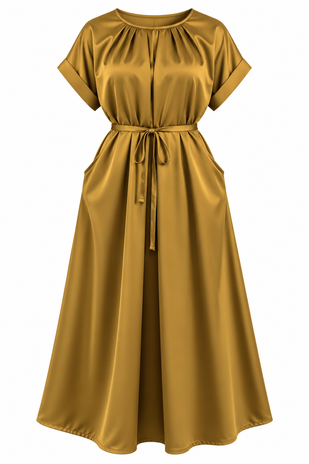Serenity Golden Mustard Side Pockets Dress