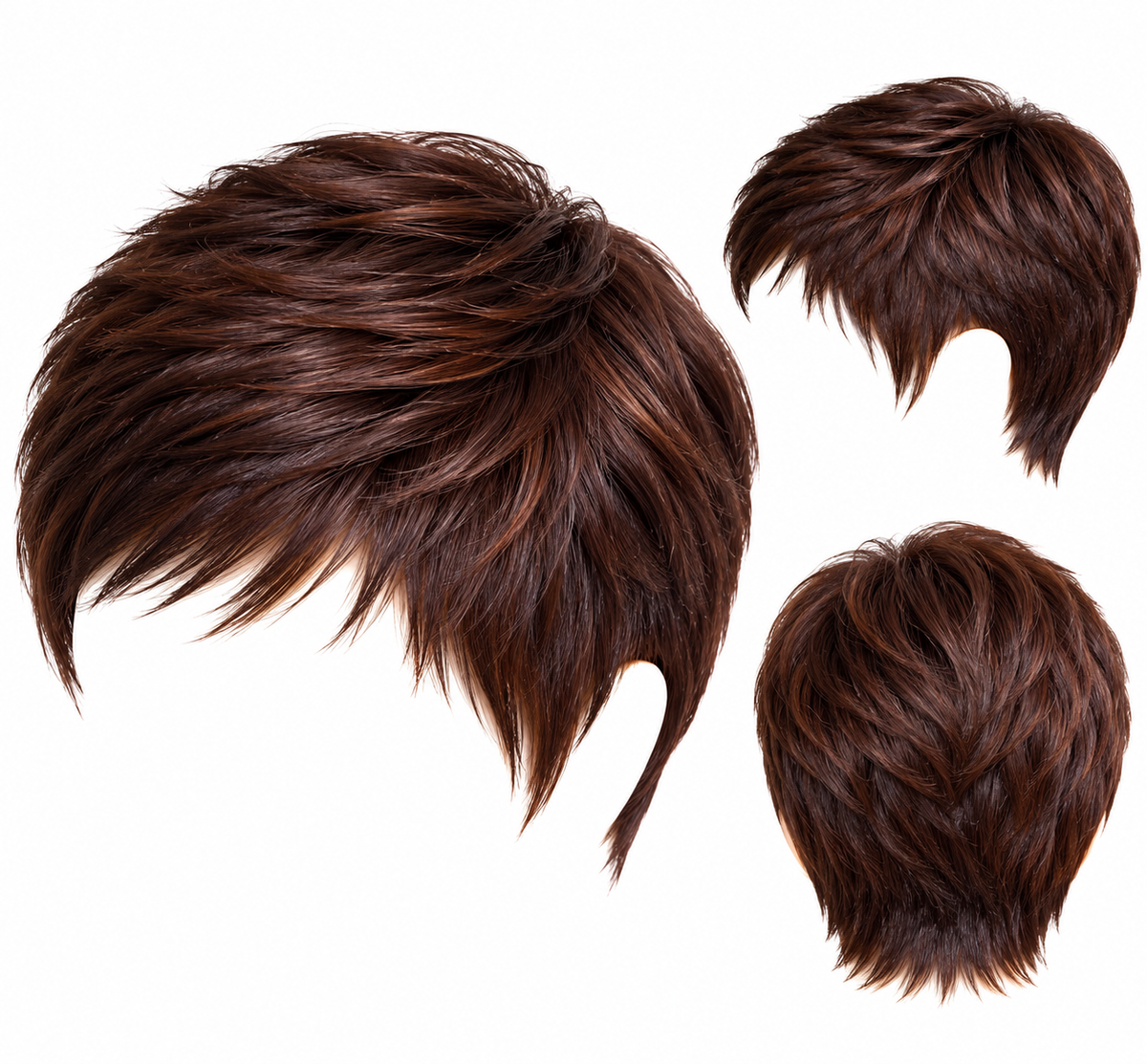 Glueless Brown Boy Cut Wig
