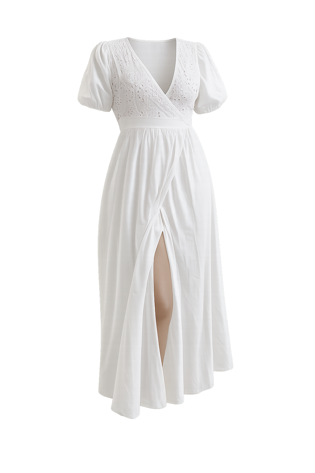 White Wrap Pocket Dress