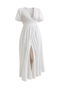 White Wrap Pocket Dress