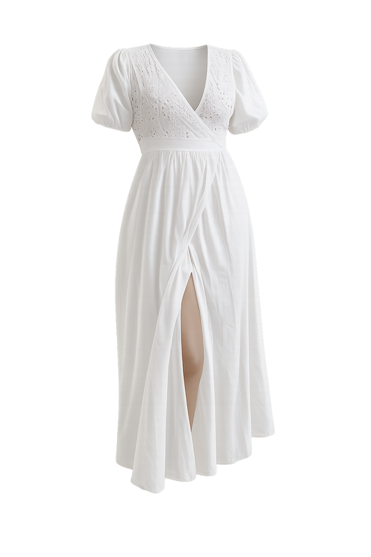 White Wrap Pocket Dress