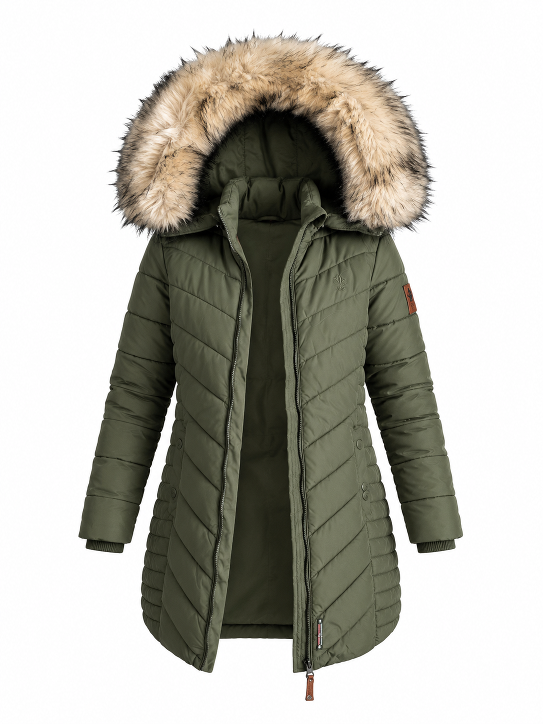 BaartmanJeans Luxe Fur Parka – Military Green