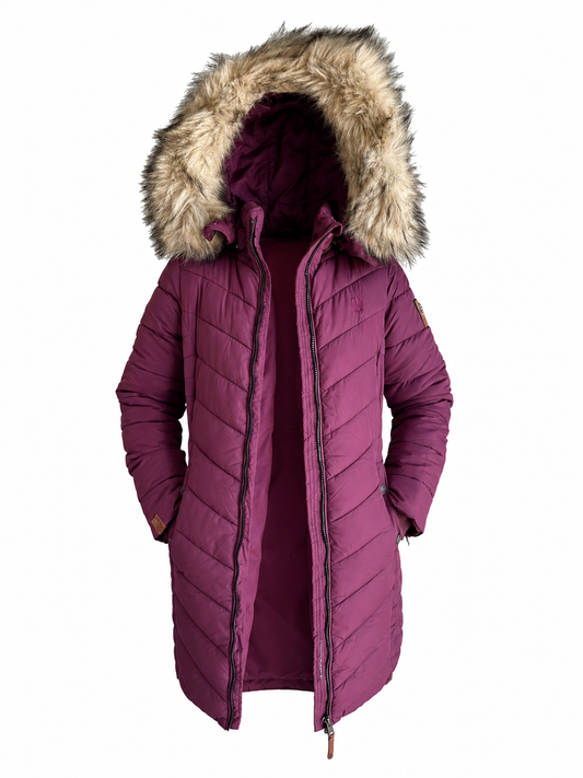BaartmanJeans Luxe Fur Parka – Burgundy