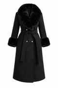 Black Royal Fur Wrap Coat