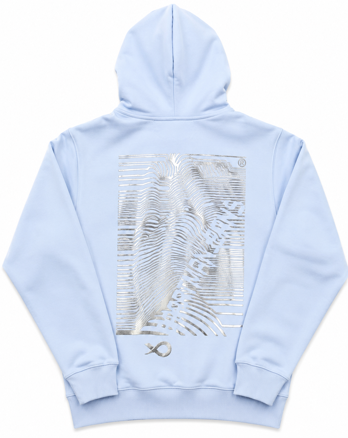 BaartmanJeans Essential Unisex Hoodie – Baby Blue with Grey Print