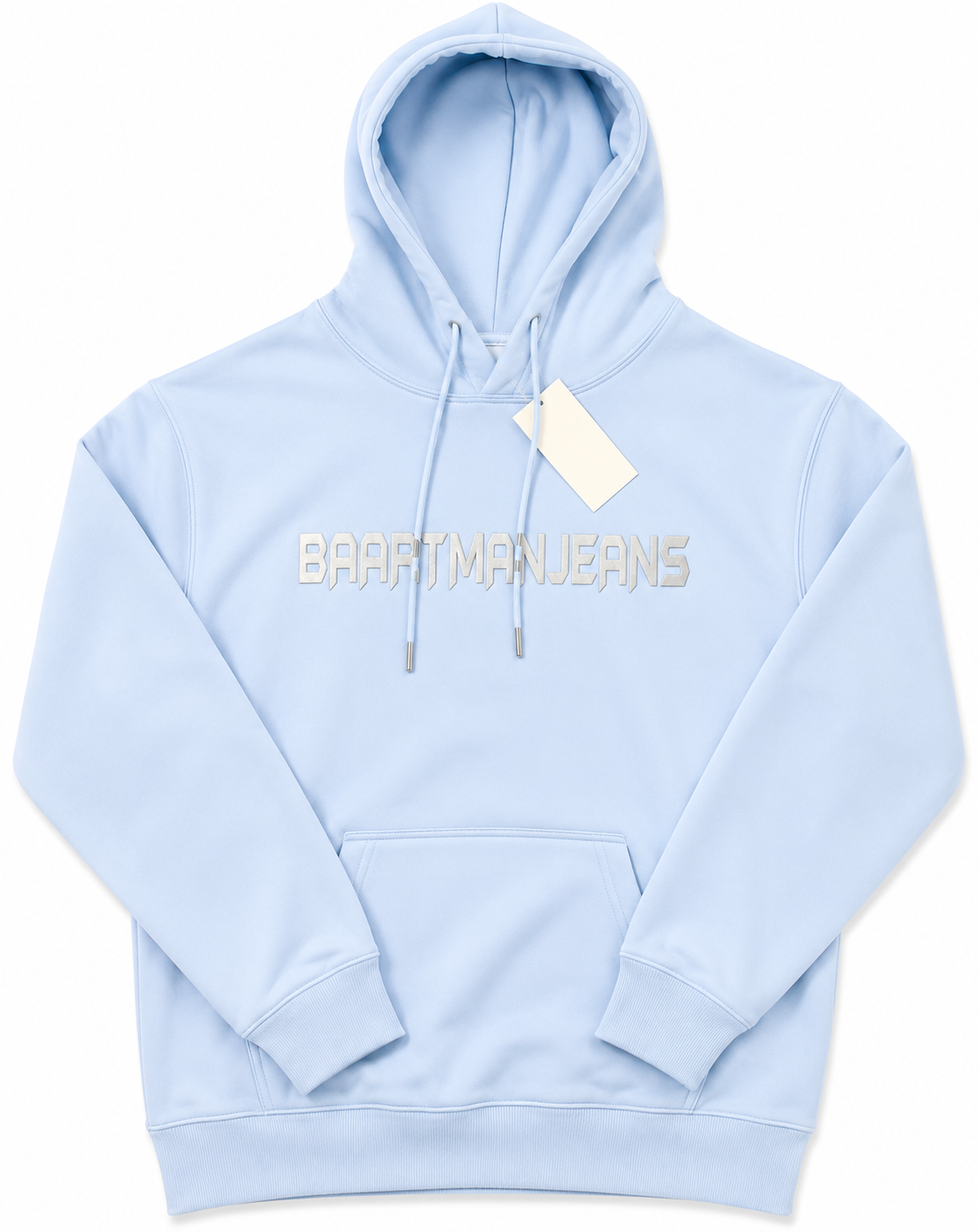 BaartmanJeans Essential Unisex Hoodie – Baby Blue with Grey Print