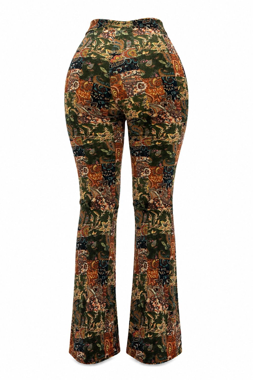Printed Flared Pants – Soft Velvet-Touch Fabric