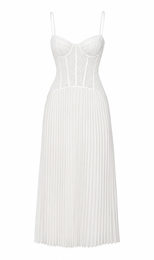 White Swan Pleated Dress
