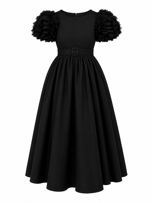 Black Side Pocket Puffer Dress