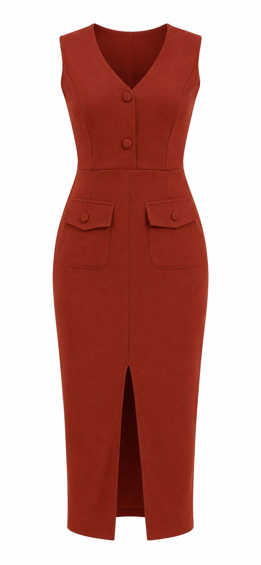 Orange Front Slit Dress