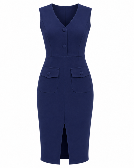Blue Front Slit Dress