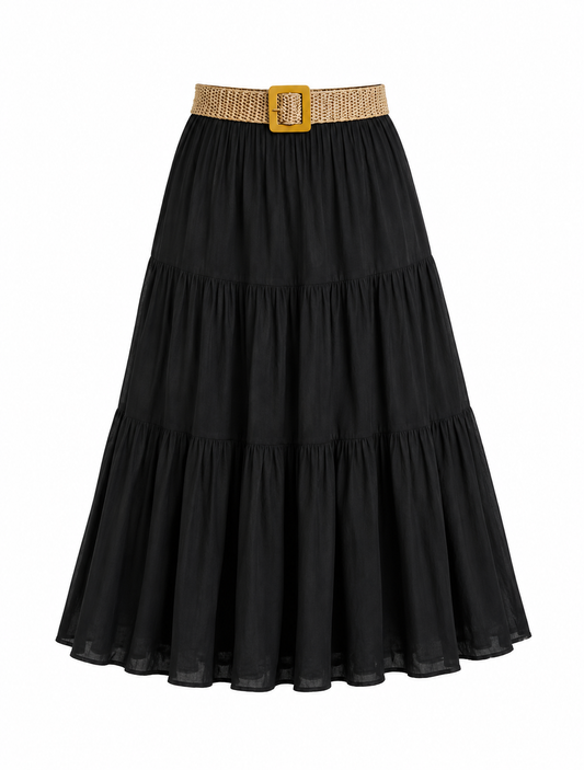 Mia Black Flowy Maxi Skirt