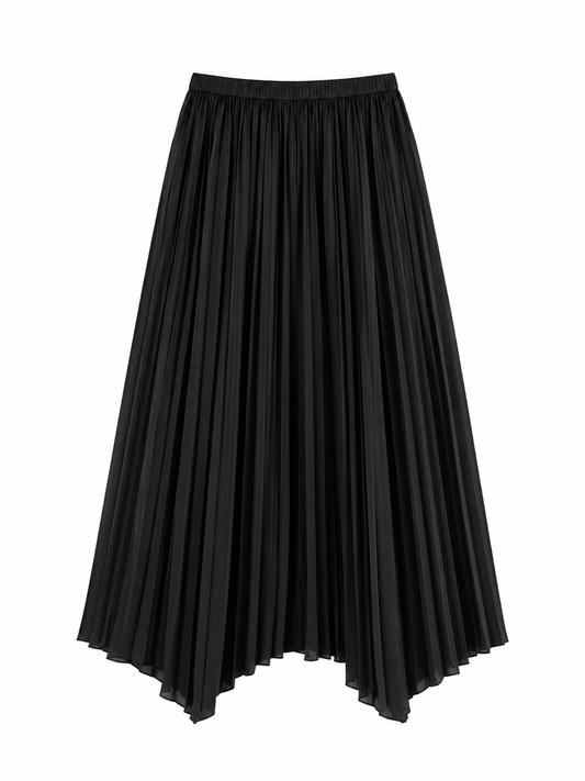 Black Elegant Flow Pleated Skirt