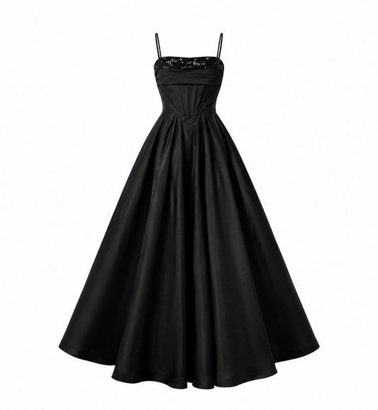 Regal Black Pocket Gown