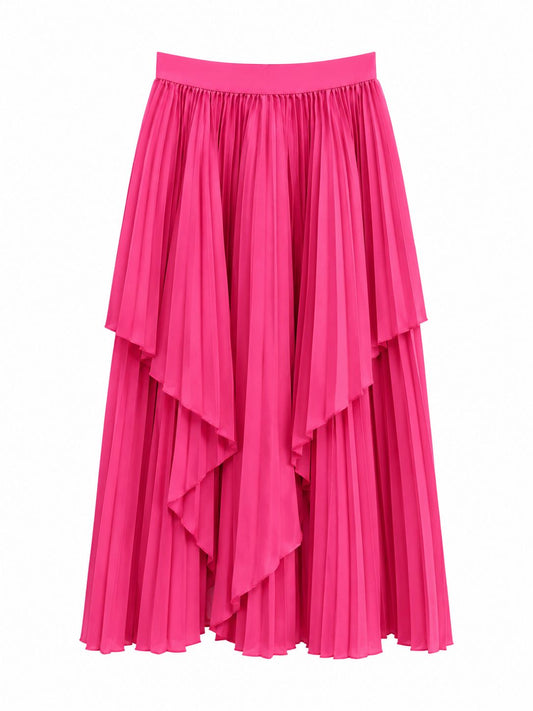 Pink Cascade Skirt with Side Pockets