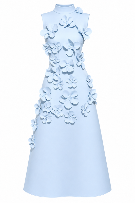 Blue long bloom dress
