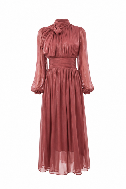 Burgundy Classic Chiffon Dress
