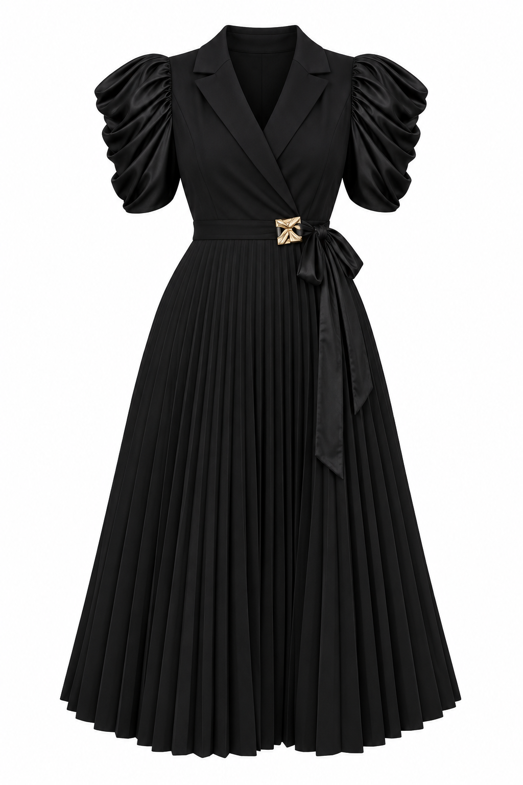 Black Celeste Pleated Dress