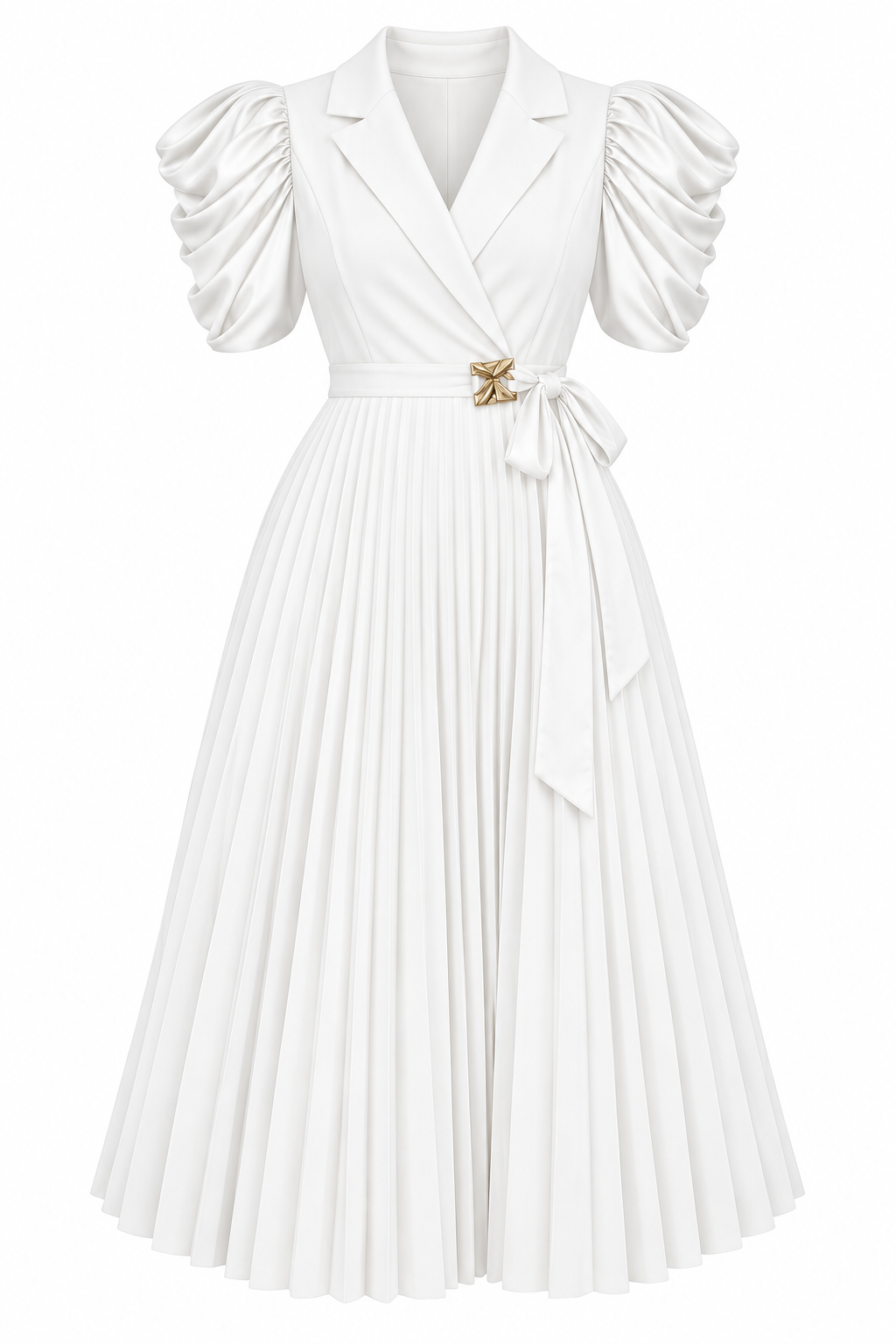 White Celeste Pleated Dress