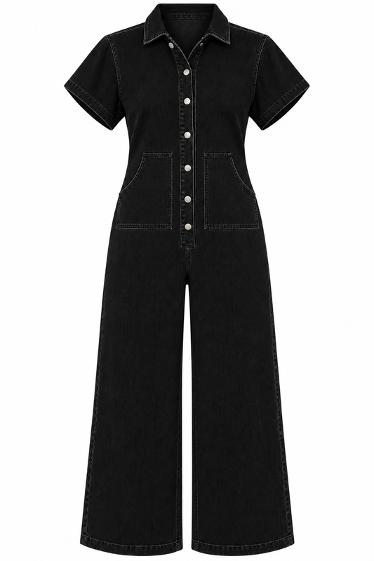 Black Denim Jumpsuit