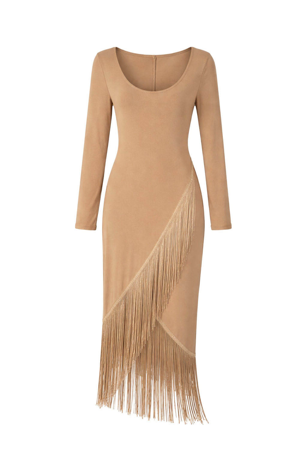 Nude Fringe Midi Dress – BaartmanJeans Boutique