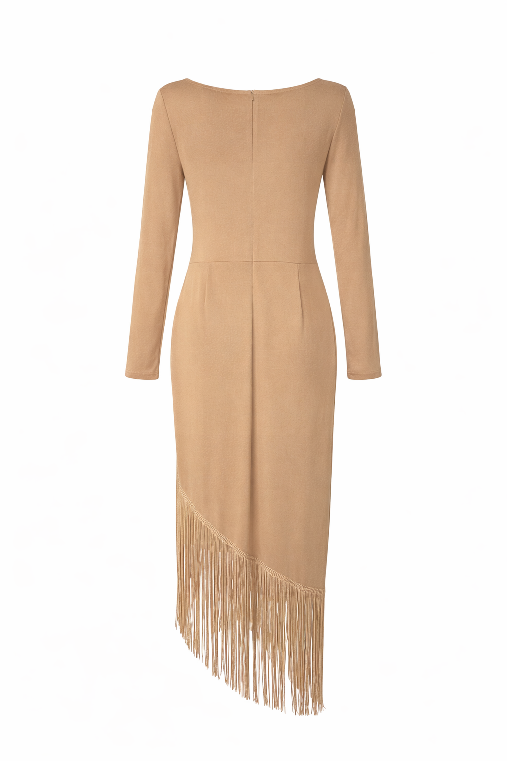 Nude Fringe Midi Dress