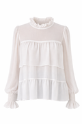 White Ruffle Tiered Blouse