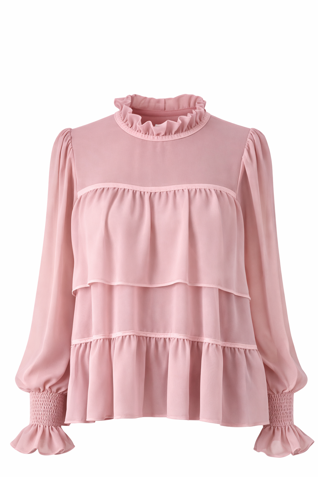 Pink Ruffle Tiered Blouse