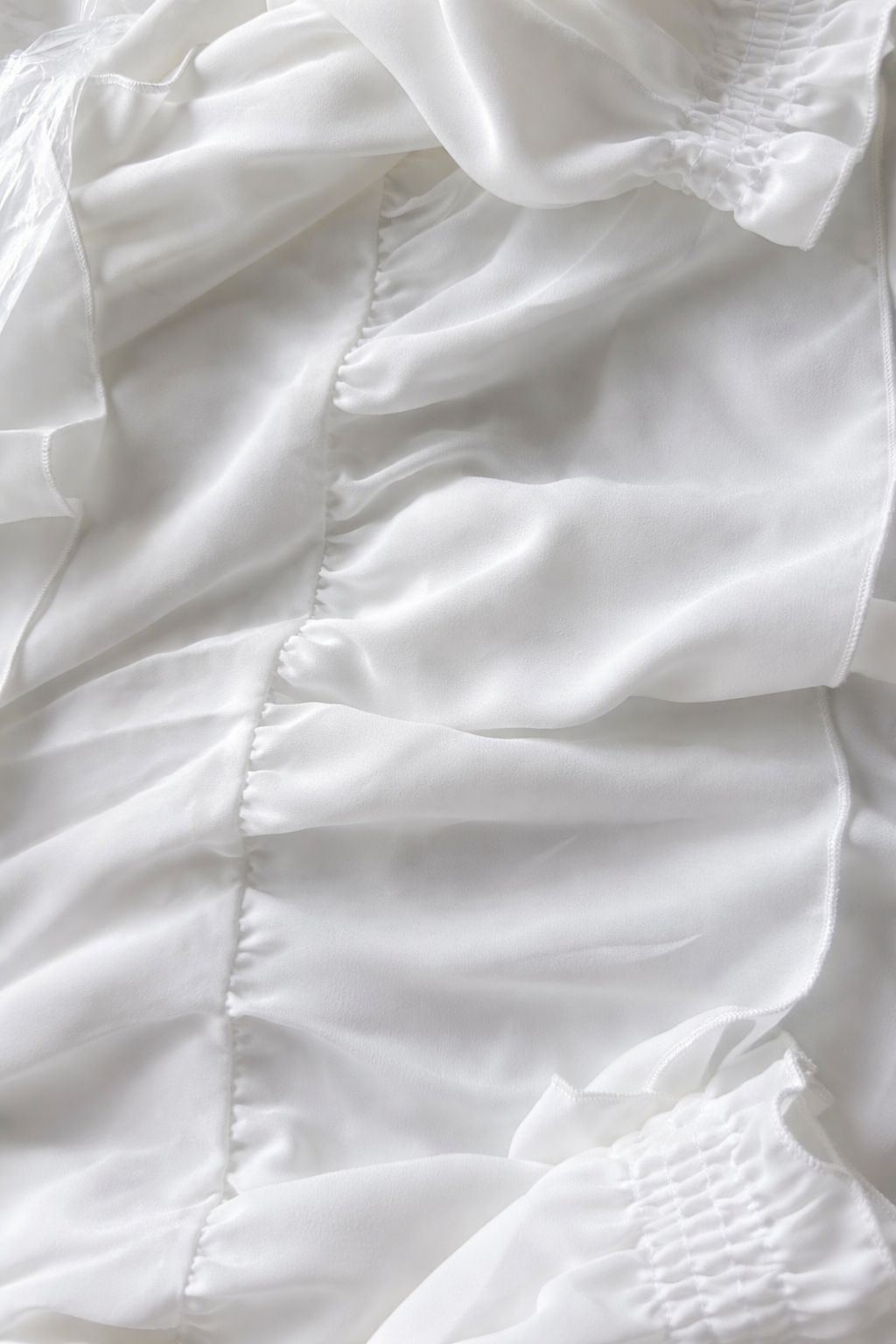 White Ruffle Tiered Blouse