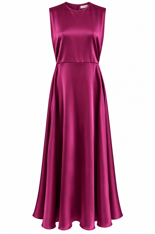 Purple Padded Satin Dress