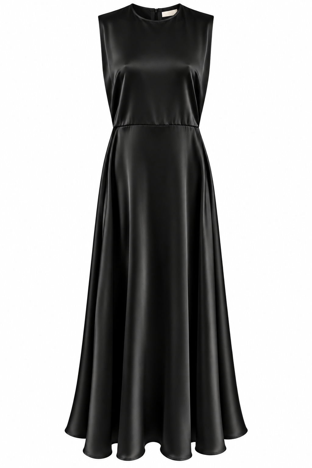 Black Padded Satin Dress