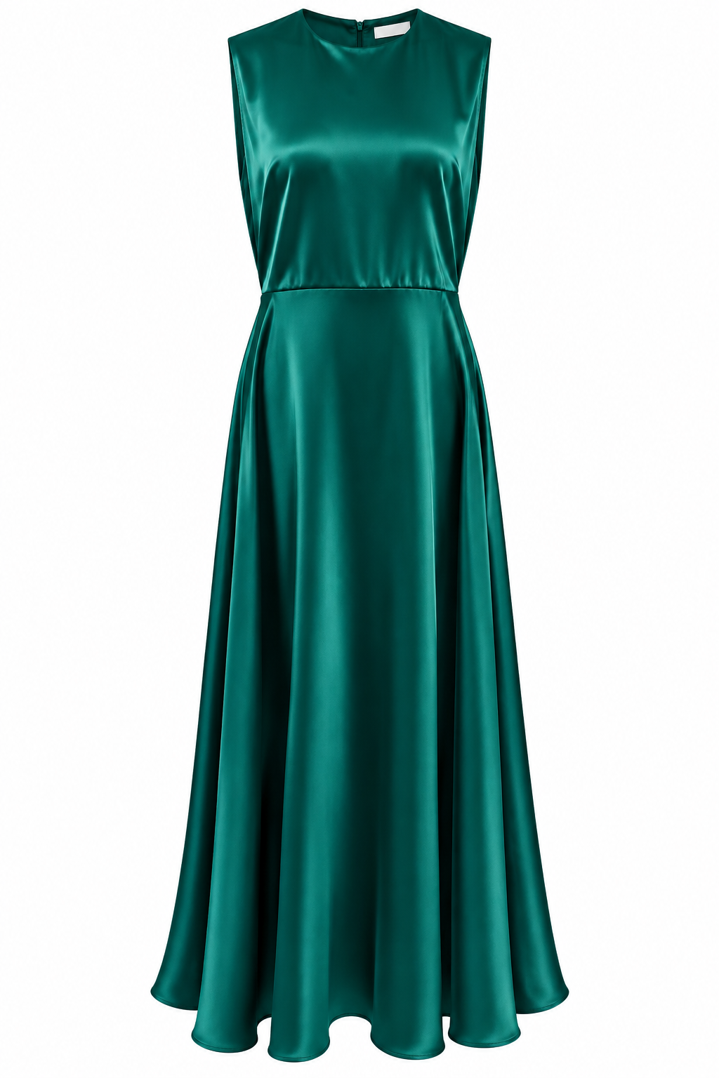 Green Padded Satin Dress
