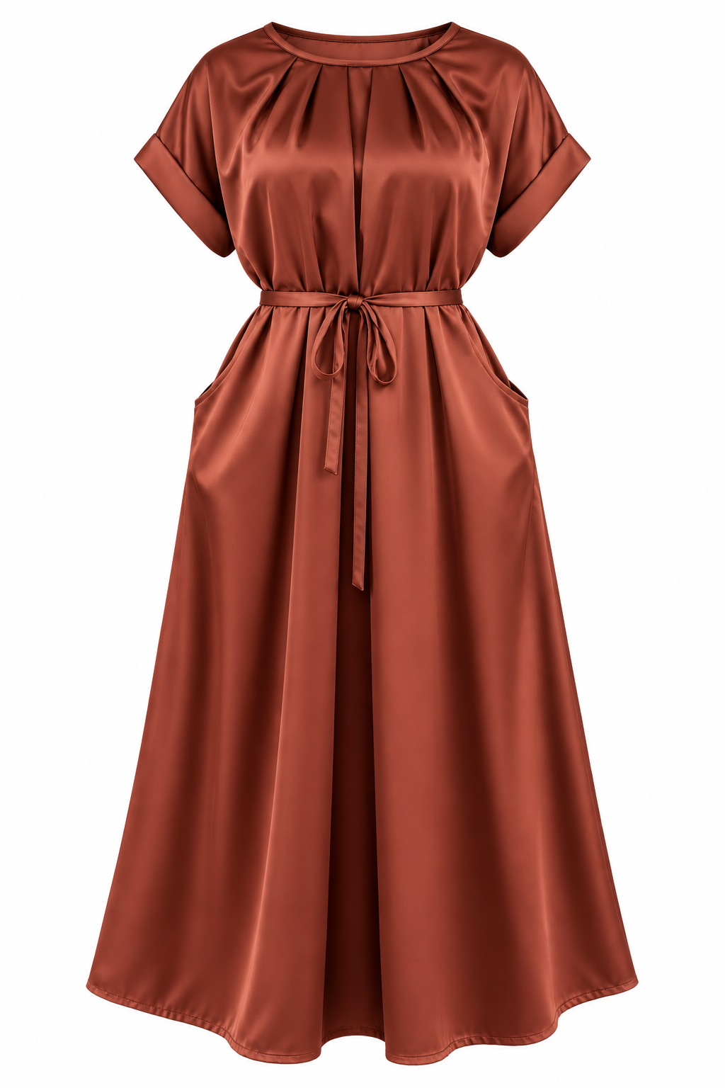 Serenity Copper Brown Side Pockets Dress