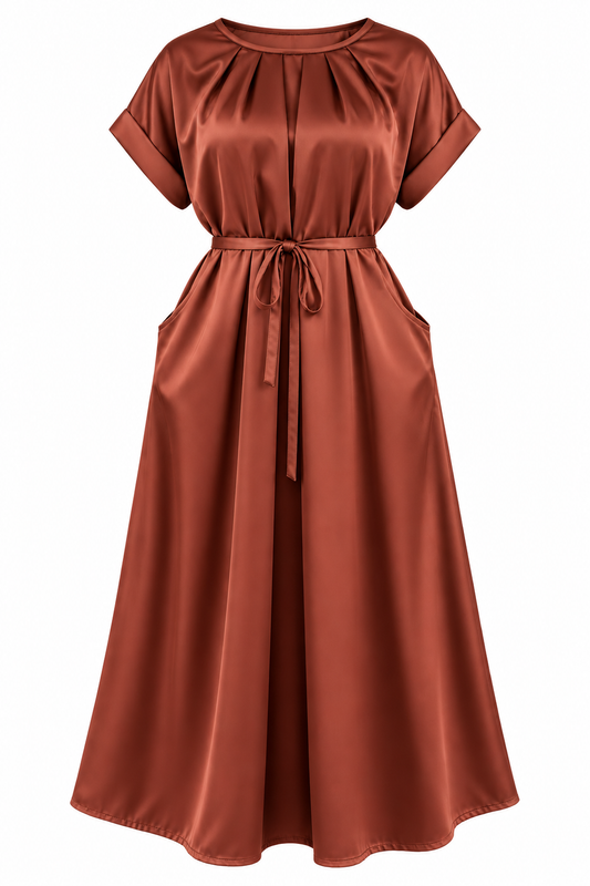 Serenity Copper Brown Side Pockets Dress