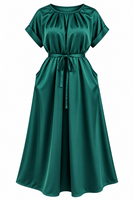 Serenity Deep Green Side Pockets Dress