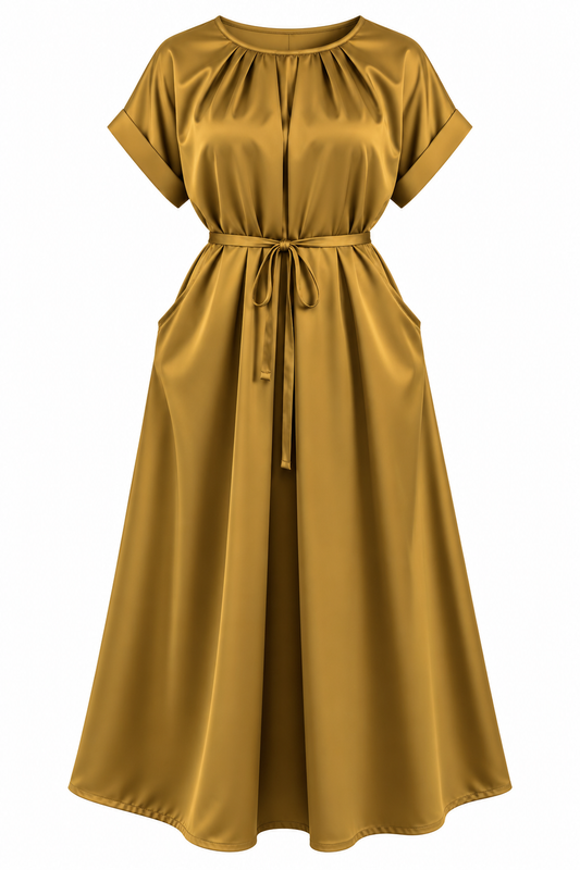 Serenity Golden Mustard Side Pockets Dress