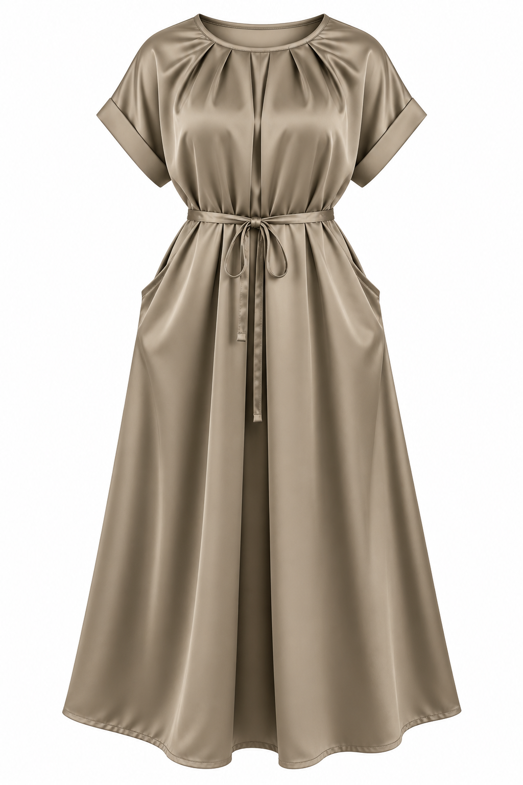 Serenity Taupe Side Pockets Dress