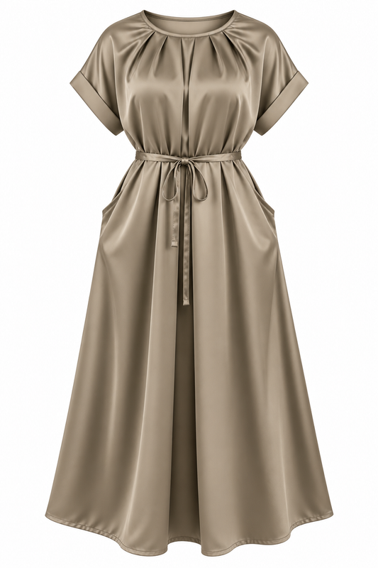 Serenity Taupe Side Pockets Dress