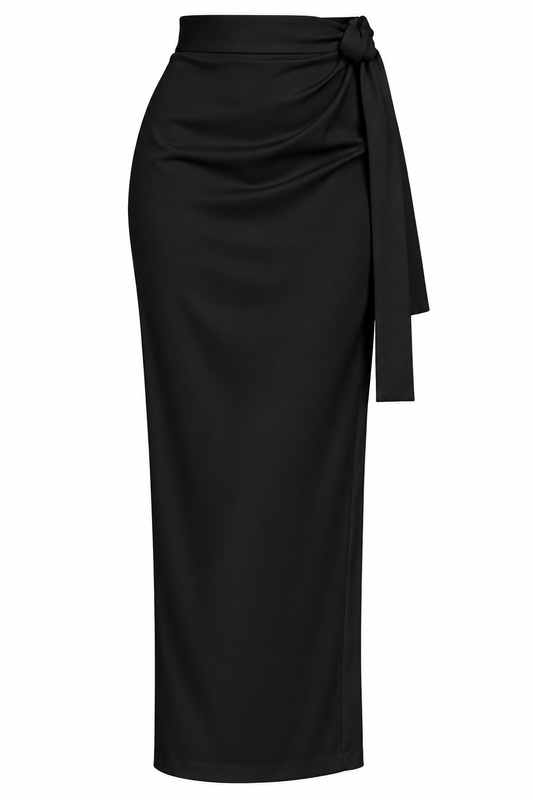 The Luxe Black Wrap Skirt