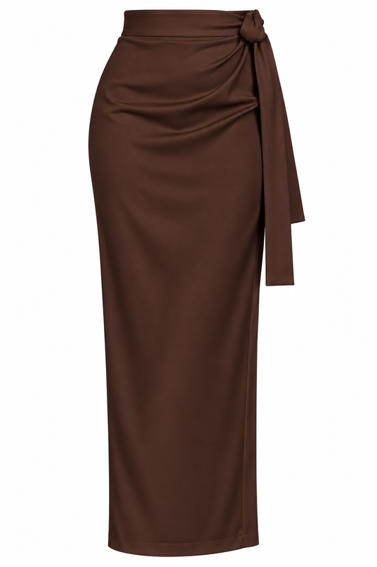 The Luxe Brown Wrap Skirt