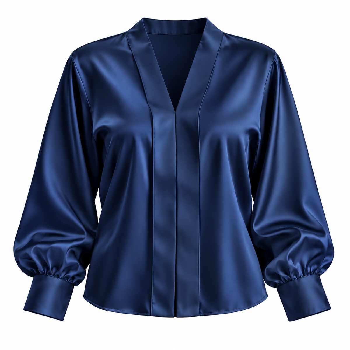 Navy Blue Satin Blouse
