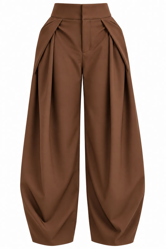 The Cocoa Chocolate Brown Pleated Pants