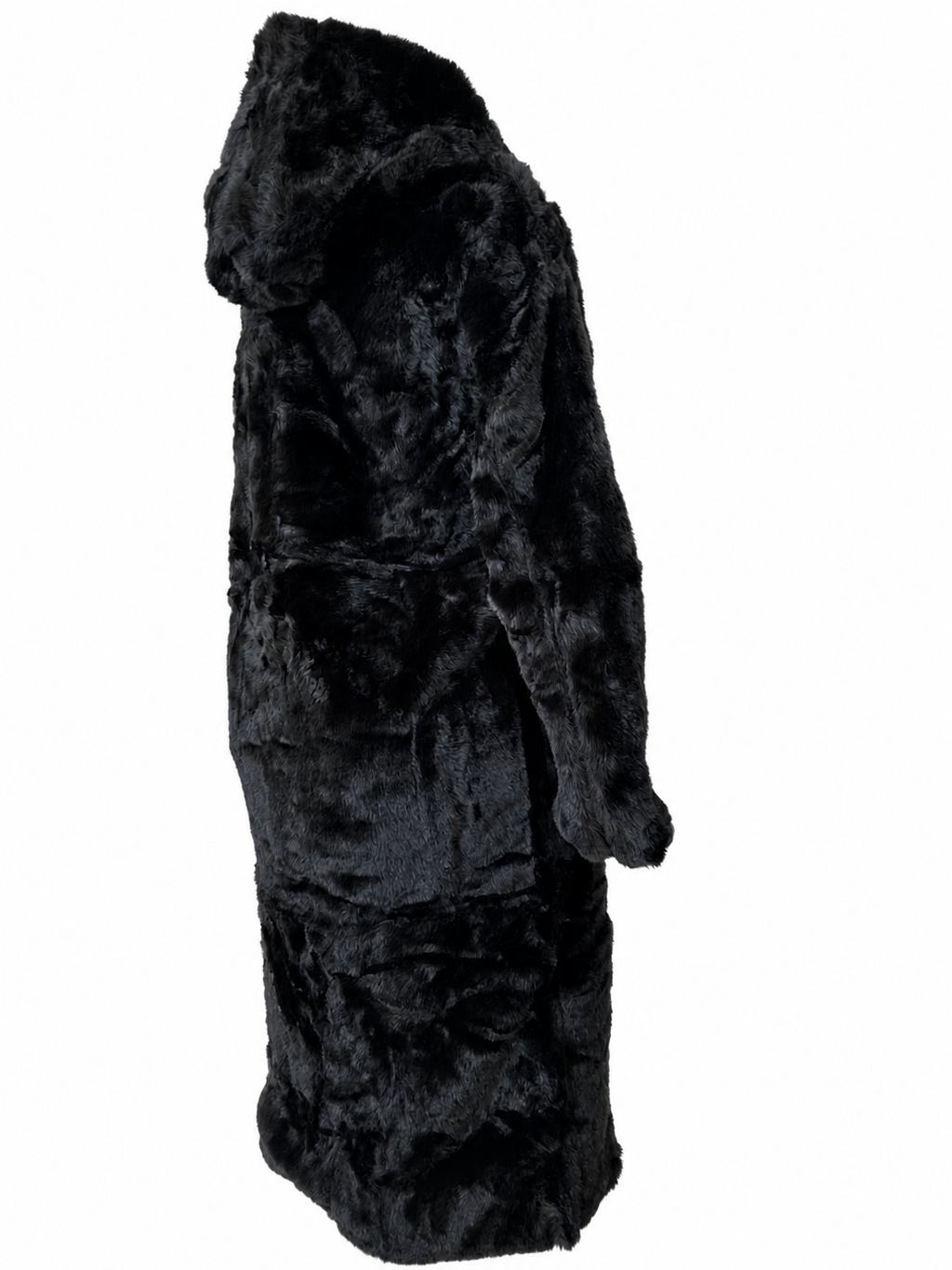 Black Elegance Hooded Fur Coat