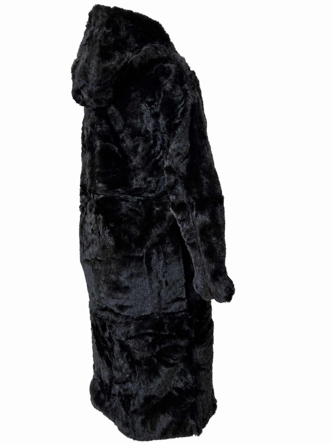 Black Elegance Hooded Fur Coat