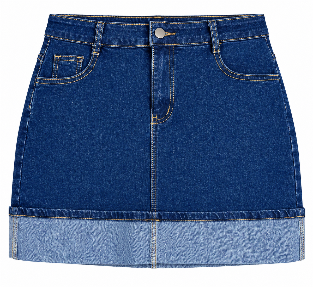 Denim Dark Cuff Mini Skirt