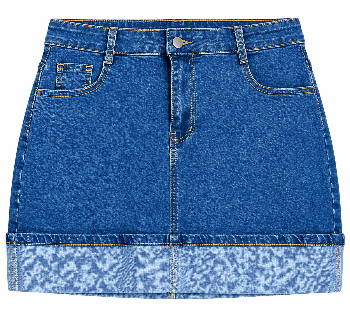 Denim Light  Cuff Mini Skirt
